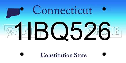 1IBQ526 Connecticut License Plate