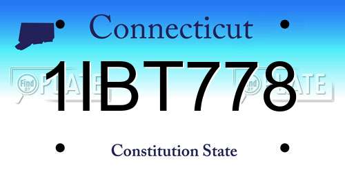 1IBT778 Connecticut License Plate