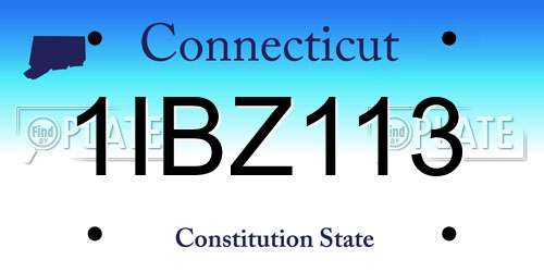 1IBZ113 Connecticut License Plate