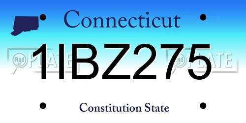 1IBZ275 Connecticut License Plate