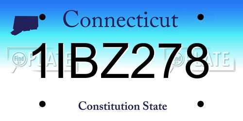 1IBZ278 Connecticut License Plate