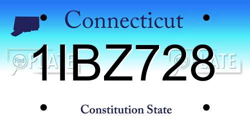 1IBZ728 Connecticut License Plate