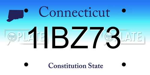 1IBZ73 Connecticut License Plate