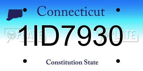 1ID7930 Connecticut License Plate