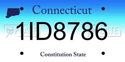 1ID8786 Connecticut License Plate
