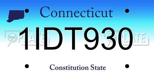 1IDT930 Connecticut License Plate
