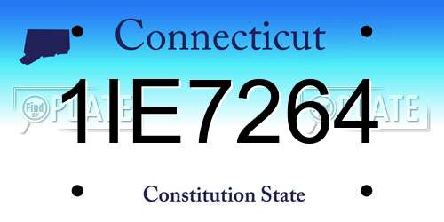 1IE7264 Connecticut License Plate