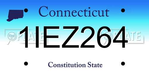 1IEZ264 Connecticut License Plate