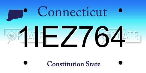 1IEZ764 Connecticut License Plate