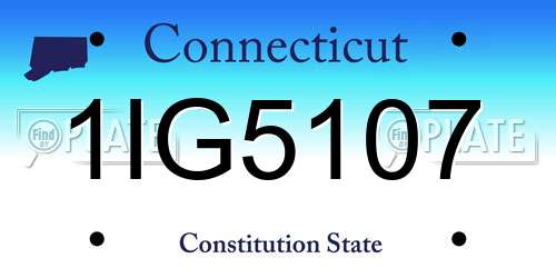 1IG5107 Connecticut License Plate