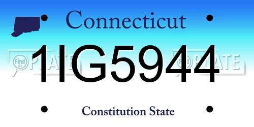 1IG5944 Connecticut License Plate