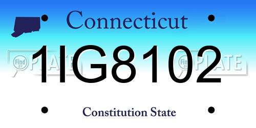 1IG8102 Connecticut License Plate