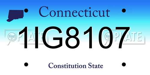 1IG8107 Connecticut License Plate