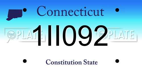 1II092 Connecticut License Plate