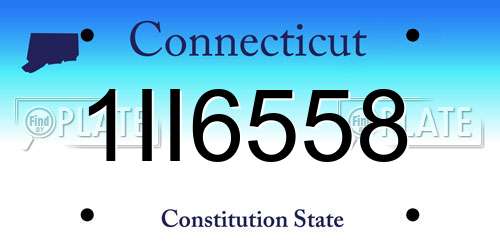1II6558 Connecticut License Plate