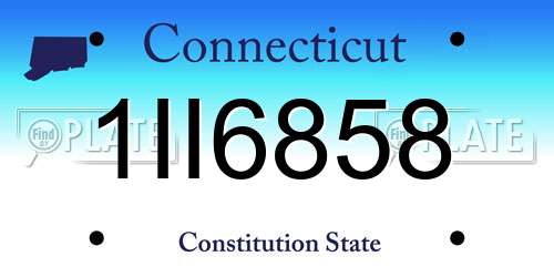 1II6858 Connecticut License Plate