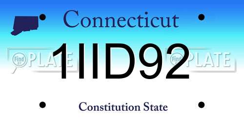 1IID92 Connecticut License Plate