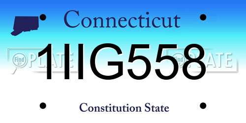 1IIG558 Connecticut License Plate