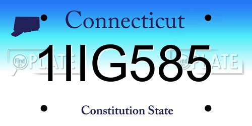 1IIG585 Connecticut License Plate