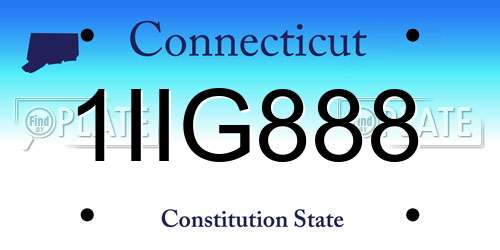 1IIG888 Connecticut License Plate