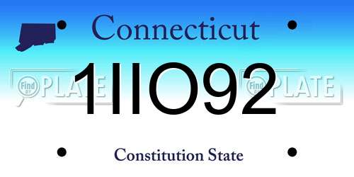 1IIO92 Connecticut License Plate