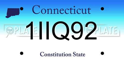 1IIQ92 Connecticut License Plate