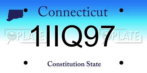 1IIQ97 Connecticut License Plate