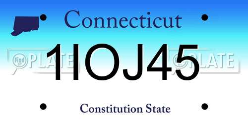 1IOJ45 Connecticut License Plate