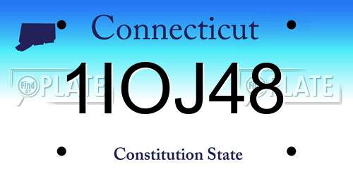 1IOJ48 Connecticut License Plate