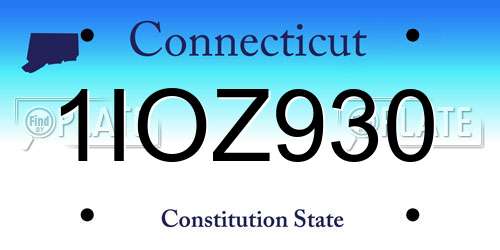 1IOZ930 Connecticut License Plate