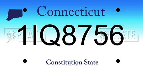 1IQ8756 Connecticut License Plate