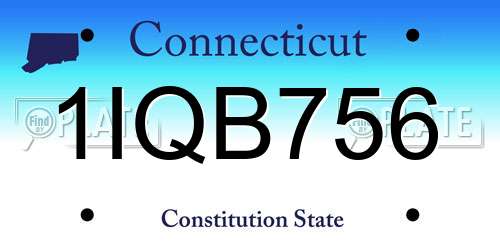 1IQB756 Connecticut License Plate
