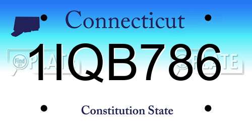 1IQB786 Connecticut License Plate