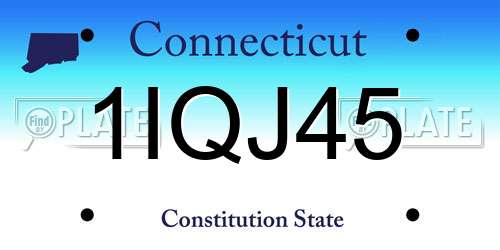 1IQJ45 Connecticut License Plate