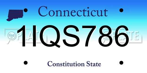 1IQS786 Connecticut License Plate