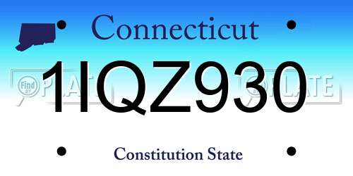 1IQZ930 Connecticut License Plate