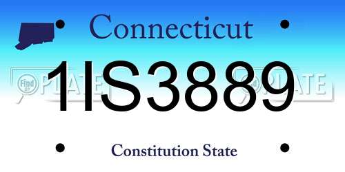 1IS3889 Connecticut License Plate