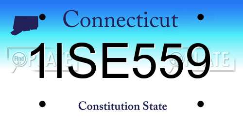 1ISE559 Connecticut License Plate