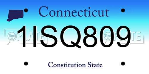 1ISQ809 Connecticut License Plate