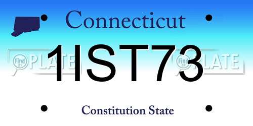 1IST73 Connecticut License Plate