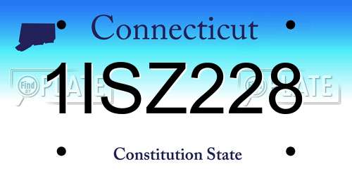 1ISZ228 Connecticut License Plate