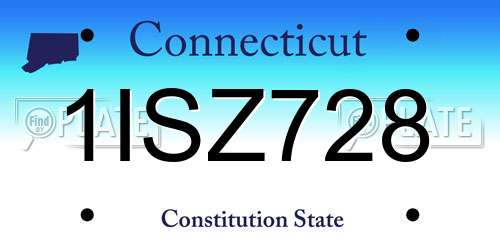 1ISZ728 Connecticut License Plate