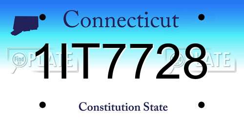 1IT7728 Connecticut License Plate