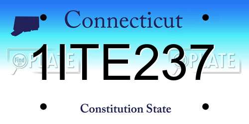 1ITE237 Connecticut License Plate