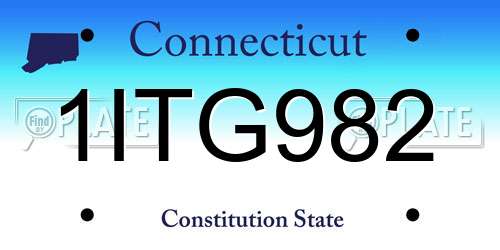 1ITG982 Connecticut License Plate