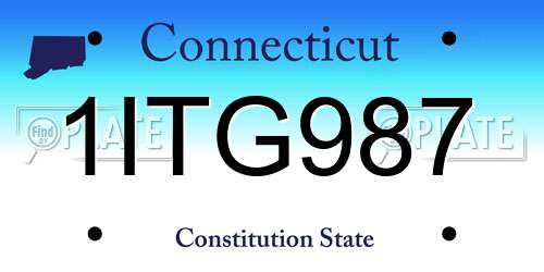 1ITG987 Connecticut License Plate