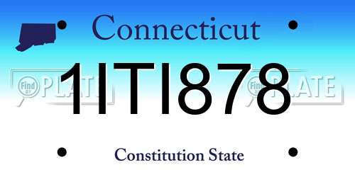 1ITI878 Connecticut License Plate