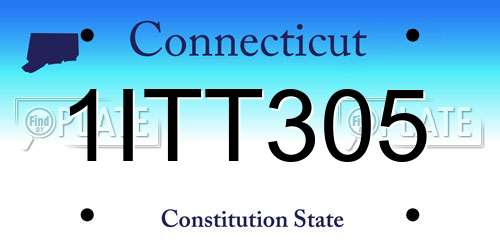 1ITT305 Connecticut License Plate