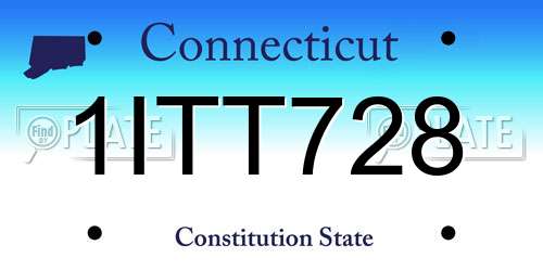 1ITT728 Connecticut License Plate