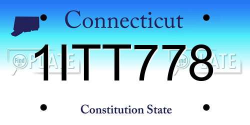 1ITT778 Connecticut License Plate